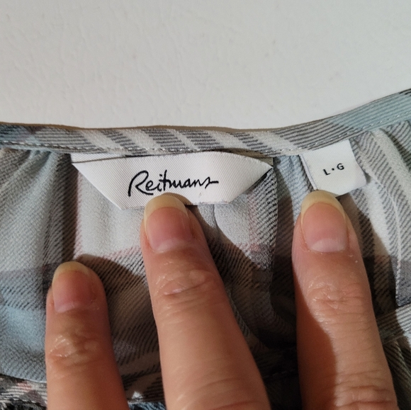 Reitmans sheer plaid peasant blouse - Picture 3 of 8